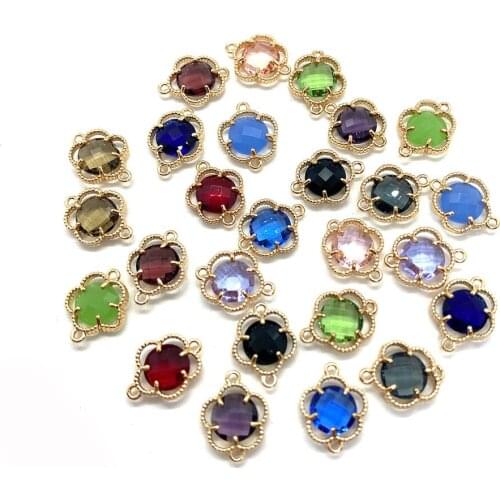 Natural Crystal Pendant DIY Handmade Jewelry Accessories Exquisite Color Double Ring Necklace Bracelet Pendant Lady 5 Pcs/bag