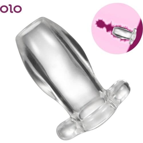 Hollow Anal Plug Cleaning Enema Tool Gay Sex Toys for Women Men Transparent Butt Expand Plugs Prostate Massager Anus Dilator