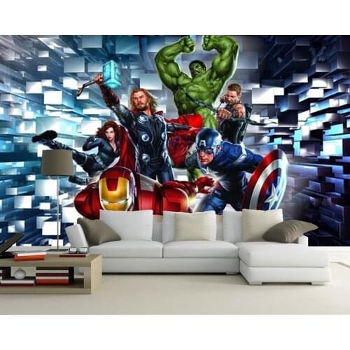 Custom children wallpaper, 3 d hero alliance murals for children room living room TV wall paper DE parede vinyl which wallpaper