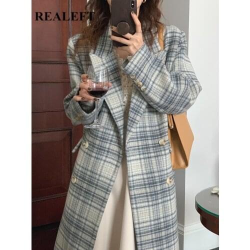 REALEFT Women's Plaid Coats
