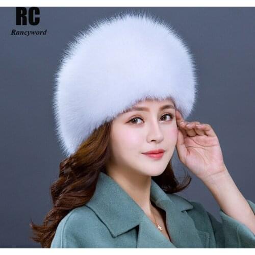 [Rancyword] Russian Hat Hot Selling Winter Warm Natural Fox Fur Hat For Women Fashion Ushanka Leather Caps New RC1406