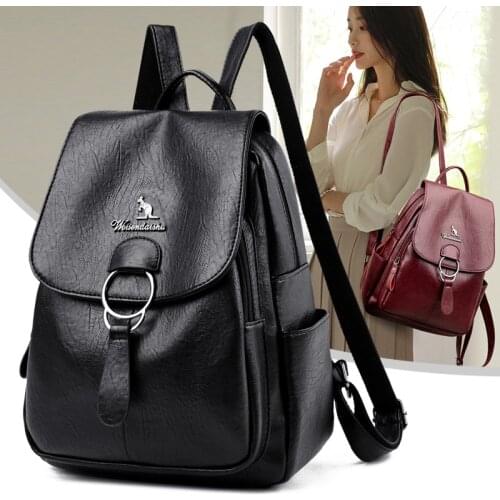 2021 New Solid Color Backpacks High Quality Casual Backpack Fashion Large Capacity Travel Backpack Female Student School Bag