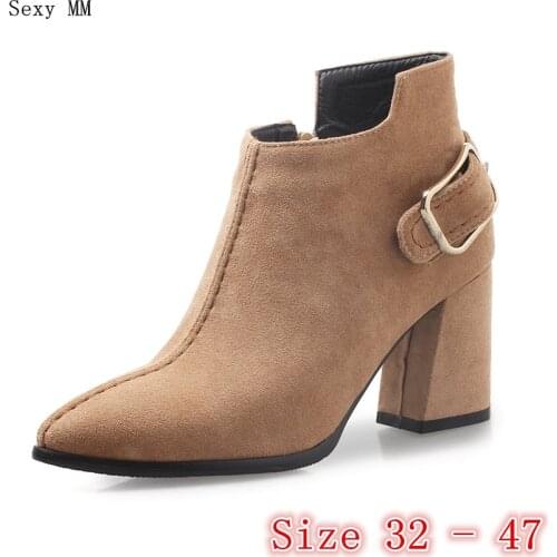 Spring Autumn High Heels Women Ankle Boots Woman Short Boots High Heel Shoes Small Plus Size 32 33 - 40 41 42 43 44 45 46 47