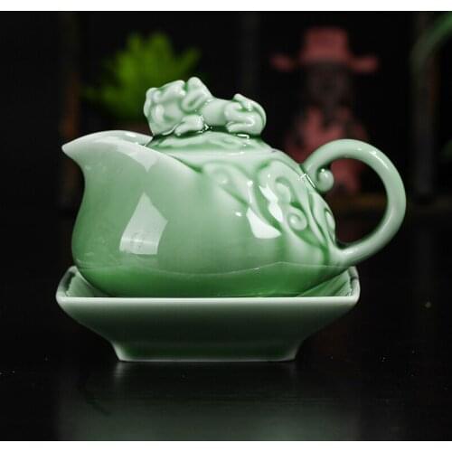 Blue Porcelain Teapot Creative Household Kungfu Tea Ware to Gain Money Mink Teapot Single Pot Ceramic Teapot Making Tea Flower T