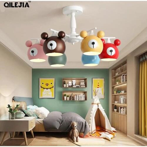 Modern chandelier Childrens room boys and girls bedroom lamp Nordic macarons room lamp creative cartoon Mediterranean lamps