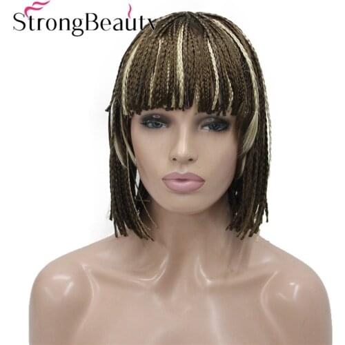 StrongBeauty Synthetic Braiding Crochet Hair Women Medium Length Wigs With Neat Bangs