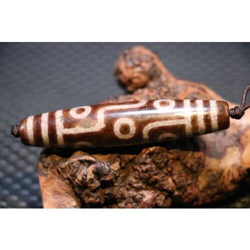 Treasure Magic Power Tibetan Old Agate Cinnabar 9 Eye dZi Bead Amulet Timestown UPD22