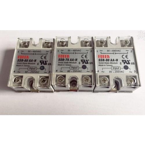 SSR-60AA-H SSR-75AA-H SSR-80AA-H SSR-100AA-H Solid State Relay Module with Plastic Cover AC Control AC 80-250VAC to 90-480VAC
