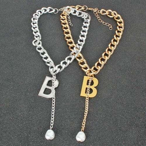 Vintage Gold Thick Chain Alloy Letter Pendant Necklace Fashion Womens Personality Clavicle Collier Punk Neck Jewelry Necklaces
