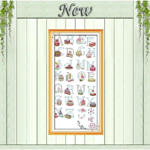 Cake letters cartoon coffee painting counted printed on canvas DMC 14CT 11CT chinese Cross Stitch Needlework Set Embroidery kits