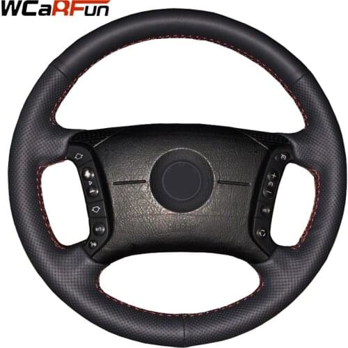 WCaRFun Hand-Stitched Black Artificial Leather Car Steering Wheel Cover for BMW E46 318i 325i E39 E53 X5 Car Styling