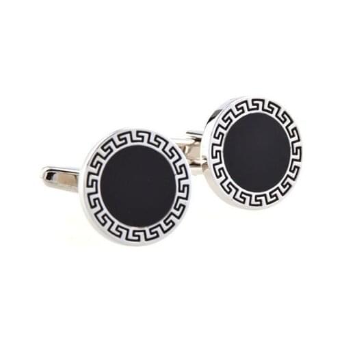 Black Round Enamel Cufflink Cuff Link 2 Pairs Free Shipping Promotion