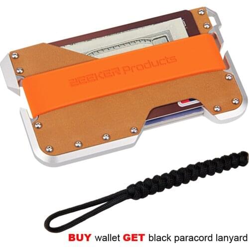 ZEEKER Ultra Slim RFID Blocking Credit Card Holder Aluminum Slim Wallet With Leather