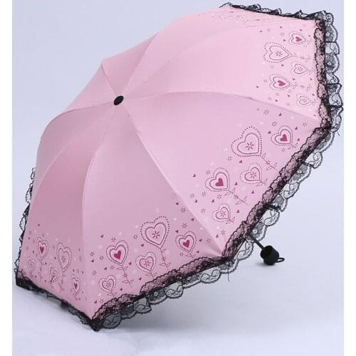 Kocotree heart-shaped Princess new arched creative folding umbrella sun umbrella lace parasol umbrella rain women guarda chuva