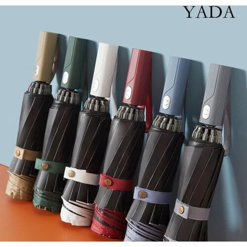 YADA new 10K Solid Pure Automatic Umbrella Rain Sunny&Rainy Business Umbrella For Women Men Windproof Folding Umbrellas YS200170