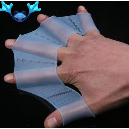 1 Pair Children Adult Silicone Hand Paddle Flippers Swimming Webbed Gloves Dive