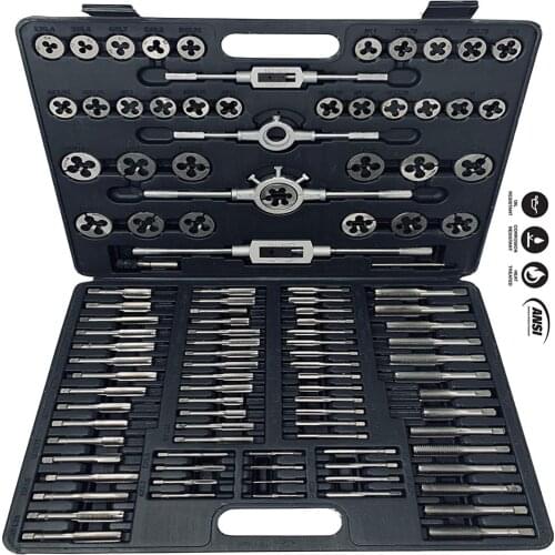 110Pcs Tap Die Set Tungsten Steel Standard Metric Tool Combination Set For Cutting External Internal Threads Hand Tools,Workshop