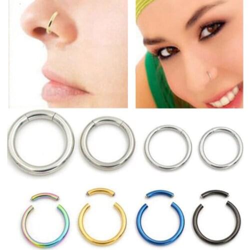 2Piece Stainless Steel Nostril Earring Nose Septum Ring Hoop Stud Steel Segment Clip on Lip Ring Helix Tragus Earrings