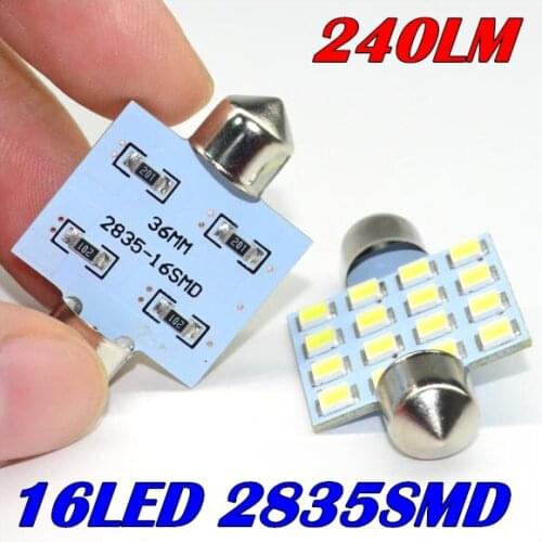 2PCS/LOT festoon led dome light C5W 16led 2835 smd reading light festoon 16SMD 31MM 36MM 39MM 42MM Auto led light FREE SHIPPING