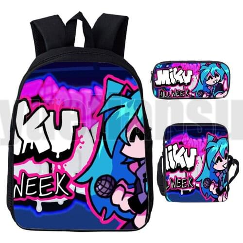 3D Friday Night Funkin Backpack Children Cartoon Shoulderbag Girls Boys Student School Bag Kids Penbag Women Travelbags 3pcs Set