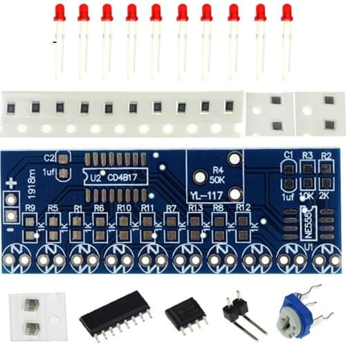 50PCS Smart Electronic Kit NE555+CD4017 Light Flowing Water Lamp LED Module DIY Kit Childrens Experiment