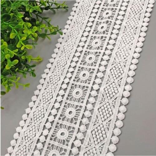 2Meters Hollow Out Floral Embroidered White Lace Ribbon DIY Apparel Sewing Fabric 11.5cm Wide Milk Silk Tape Garment Accessories