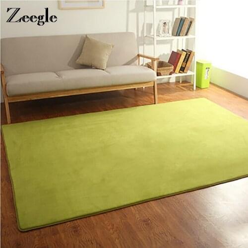 Zeegle Large Solid Color Coral Fleece Carpet For Living Room Bedroom Kids Room Nap Mat Anti-Slip Area Rug