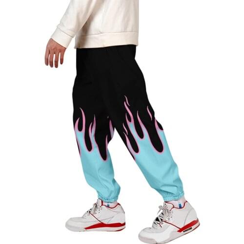 2021 New Anime 3D Print Red And Yellow Flame Long Pant Women / Men Unisex Streetwear Plus Size Casual Spring Sweatpant