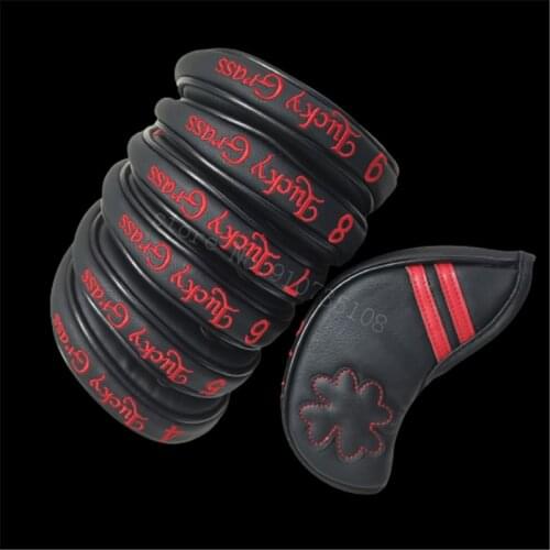 Lucky Grass General-purpose Golf Iron Head Covers With Magnetic Closure PU Golf Irons Set Covers #4-9P For Man Women