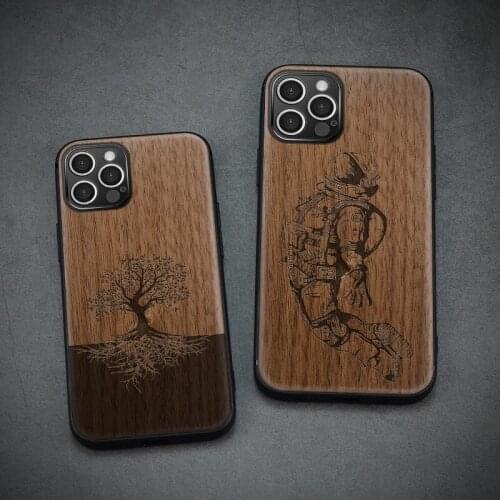 Wood Cover Soft-Edge Back Cases For iPhone 12 7 8 Plus Mini 11 Pro Max X XS XR SE 2020 Accessories Phone Protective Shell