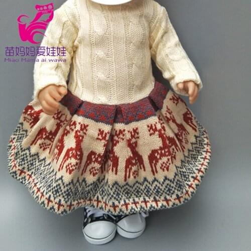 For 43cm dolls baby doll Knit dress and hat and hat also fit for 18 inch dolls dress sets Baby girl Christmas gift