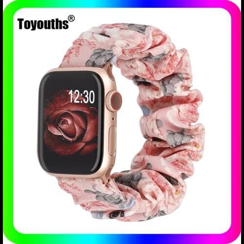 Toyouths Elastic Scrunchies Strap for Apple Watch Band Fabric Elastic Strap for iwatch Series 6 5 4 3 2 Watch Accessories Strap