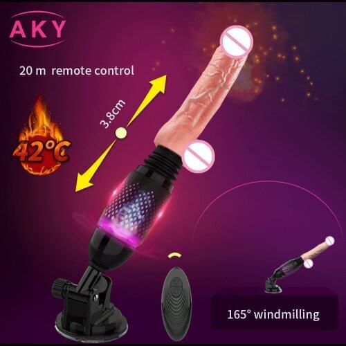 Remote Control Erotic Realistic Telescopic Dildo Vibrator Heating Artificial Penis Butt Plug Anal Sex Machine Sex Toys For Woman