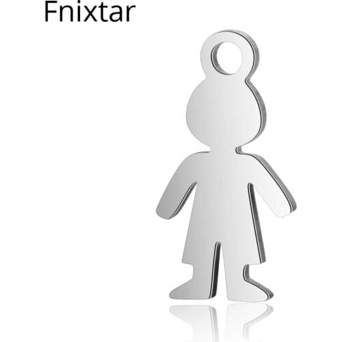 Fnixtar 7*14mm Stainless Steel Boy Mini Charms Never Fade Metal Charms Pendant Polished Jewelry Accessories Wholesale 20pcs/lot