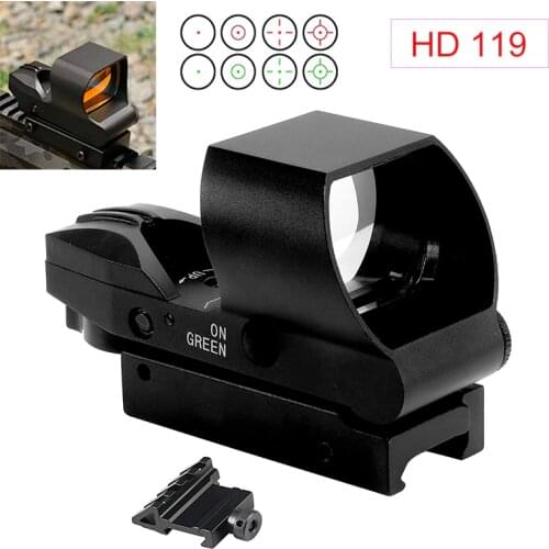 HD119 1X22MM Red Green Dot Holographic Reflex Sight Scope With Push Button Operation For AR15/AK47/M4 Highly Collimator Hunting