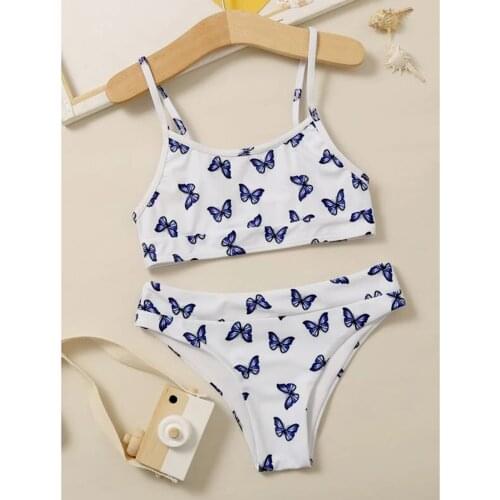 Infant Kids Girls Summer Swimwear Printing Swimsuit Two-piece Bikini Outfits Swimming Beachwear Bathing Suit 8-13 Years