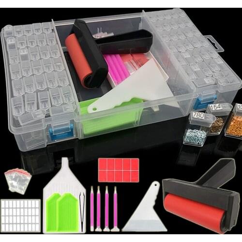 5d Diamond Painting Storage Box 28/64 Grids Cross Stitch Beads Storage Container For Diy Diamond Embroidery Accessories