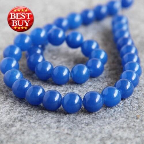2021 New For Necklace&Bracelet 10mm Natural Blue Chalcedony Beads Round DIY Stone Loose DIY Beads 15inch Fashion Jewelry Making