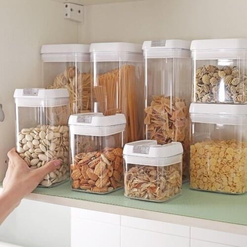 Kitchen Food Storage Container Box With Lids Kitchen Keep Fresh Jars Nut Cookie Flour Sugar Tea Coffee Sugar Storage Organizer