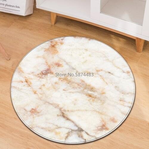 Marble Round Carpet Kids Room Bedroom Rug Living Room 3d floral Print Computer Chair cushion Decorative Floor Bedside Mat
