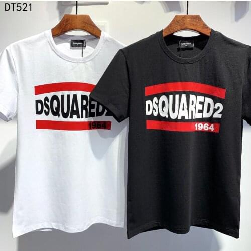 Dsquared2 mens and womens printed T-shirt, cotton hip-hop style, motorcycle DT521