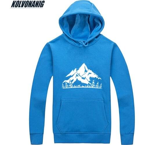 KOLVONANIG 2019 Mens Winter New Mountain Printed Long Sleeve Sweatshirts Male Brand Clothing Pullover Hip Hop Hoodies