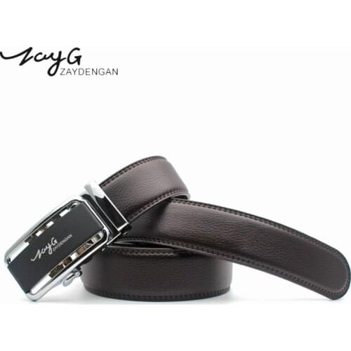 ZAYG Fashion metal Automatic Buckle Belts Men Brown Leather Jeans Luxury Belt designers Men High quality Alloy Buckle Belts
