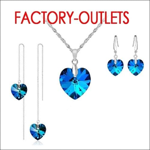 925 Sterling Silver Bridal Jewelry Sets Fashion Jewelry Austrian Crystal Heart Shape Women Girls Engagement Anniversary