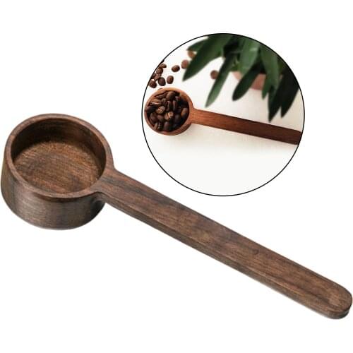Walnut Wooden Measuring Spoon Scoop Coffee Beans Bar Kitchen Home Baking Tool