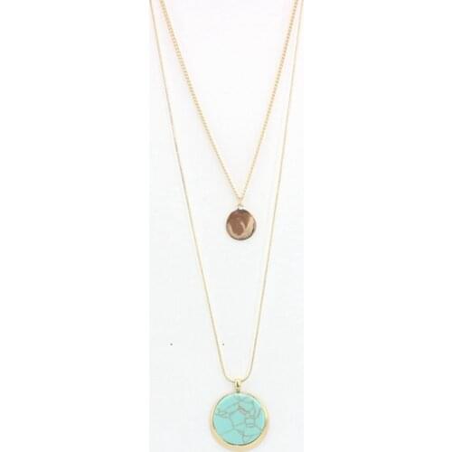 Personalized Multilayer Gold Chain Necklace Collar Green Stone Necklaces & Pendants Statement Jewelry for Women SNE160143