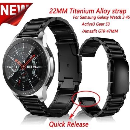 Newest 22mm Titanium Alloy strap for Samsung Galaxy Watch 3 45 Active3 Gear S3 Watchband Bracelet Strap/Huami Amazfit bip GTR 47