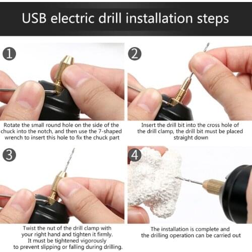Handheld Mini Electric Drill for Pearl Epoxy Resin Jewelry Making DIY Wood Crafts Tools with 5V USB Data Cable