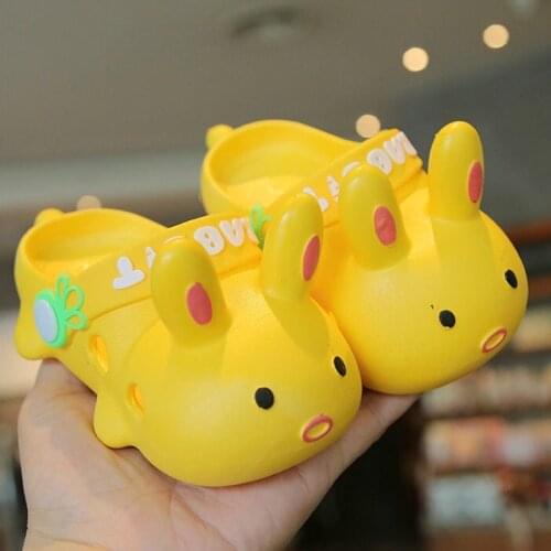 Kids Slippers Summer Girls Cute Princess Rabbit Flip Flop Indoor Non-slip Boy Baby Soft Bottom Sandals Parent-Child Hole Shoes