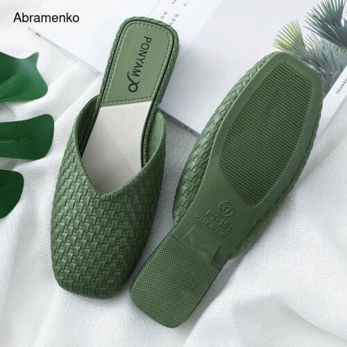 2020 Luxury Weave Slides Women Fetish Summer Sandals Low Heels Outdoor Slippers Prom Platform Stripper Blue Fashion Lazy Shoes